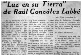 "Luz en su tierra" de Raúl González Labbé
