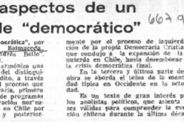 Tres aspectos de un Chile "democrático". Tres aspectos de un Chile "democrático".