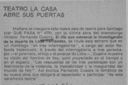 Teatro la casa abre sus puertas Teatro la casa abre sus puertas