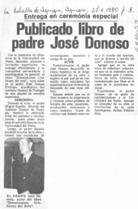 Publicado libro de padre José Donoso