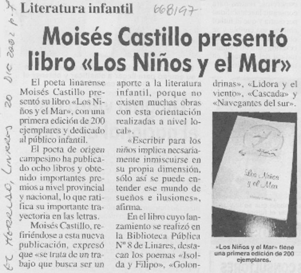 Moisés Castillo presentó libro "Los niños y el mar".