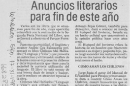 Anuncios literarios para fin de este año. Anuncios literarios para fin de este año.