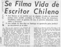 Se filma vida de escritor chileno