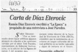 Carta de Díaz Eterovic Carta de Díaz Eterovic