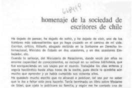 Homenaje de la sociedad de escritores de Chile Homenaje de la sociedad de escritores de Chile