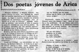 Dos poetas jóvenes de Arica Dos poetas jóvenes de Arica