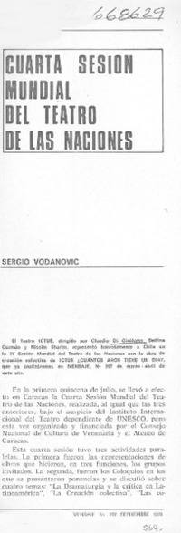 Cuarta sesión mundial del teatro de las naciones Cuarta sesión mundial del teatro de las naciones