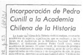 Incorporación de Pedro Cunill a la Académia Chilena de la Historia. Incorporación de Pedro Cunill a la Académia Chilena de la Historia.