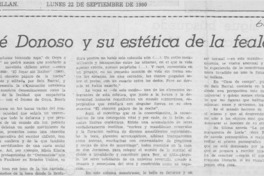 José Donoso y su estética de la fealdad José Donoso y su estética de la fealdad