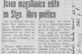 Joven magallánico editó en Stgo. libro poético. Joven magallánico editó en Stgo. libro poético.