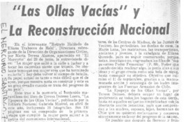 "Las Ollas vacías" y la reconstrucción nacional "Las Ollas vacías" y la reconstrucción nacional
