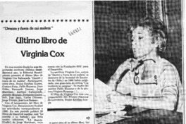 Ultimo libro de Virginia Cox. Ultimo libro de Virginia Cox.