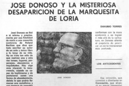 José Donoso y la misteriosa desaparición de la marquesita de Loria José Donoso y la misteriosa desaparición de la marquesita de Loria