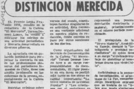 Distinición merecida. Distinición merecida.
