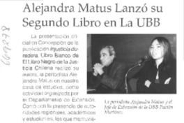 Alejandra Matus lanzó su segundo libro en La UBB. Alejandra Matus lanzó su segundo libro en La UBB.