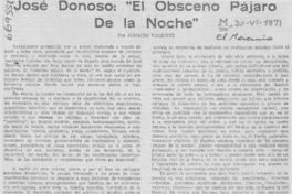 José Donoso, "El obsceno pájaro de la noche" José Donoso, "El obsceno pájaro de la noche"