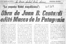 Obra de Juan B. Contardi editó Museo de la Patagonia. Obra de Juan B. Contardi editó Museo de la Patagonia.