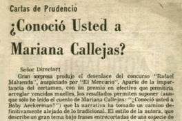 Conoció usted a Mariana Callejas? Conoció usted a Mariana Callejas?