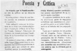 Poesía y crítica Poesía y crítica