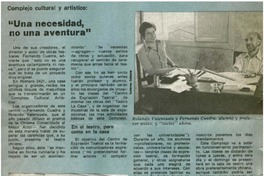 Una necesidad, no una aventura" Una necesidad, no una aventura"