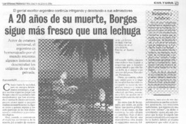 A 20 años de su muerte, Borges sigue más fresco que una lechuga A 20 años de su muerte, Borges sigue más fresco que una lechuga