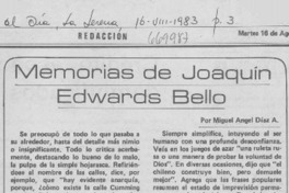 Memorias de Joaquín Edwards Bello Memorias de Joaquín Edwards Bello