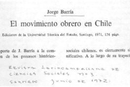 El Movimiento obrero en Chile El Movimiento obrero en Chile