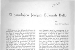 El paradójico Joaquín Edwards Bello El paradójico Joaquín Edwards Bello