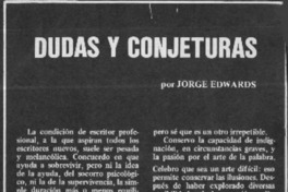 Dudas y conjeturas Dudas y conjeturas