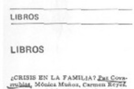¿Crisis en la familia? ¿Crisis en la familia?