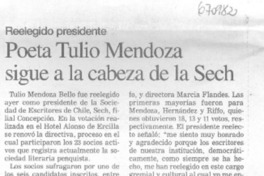 Poeta Tulio Mendoza sigue a la cabeza de la Sech. Poeta Tulio Mendoza sigue a la cabeza de la Sech.