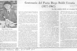 Centenario del poeta Diego Dublé Urrutia (1877-1967) Centenario del poeta Diego Dublé Urrutia (1877-1967)