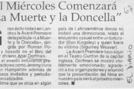 El miércoles comenzará "La muerte y la doncella"