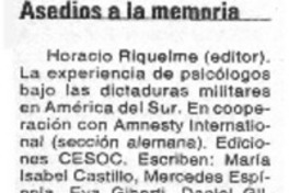 Asedios a la memoria. Asedios a la memoria.
