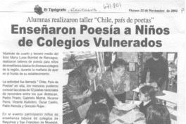 Enseñaron poesía a niños de colegios vulnerados.