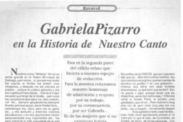 Gabriela Pizarro en la historia de nuestro canto Gabriela Pizarro en la historia de nuestro canto