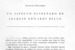 Un aspecto desdeñado de Joaquín Edwards Bello Un aspecto desdeñado de Joaquín Edwards Bello
