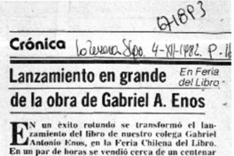 Lanzamiento en grande de la obra de Gabriel A. Enos. Lanzamiento en grande de la obra de Gabriel A. Enos.