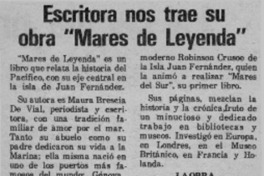 Escritora nos trae su obra "Mares de leyenda". Escritora nos trae su obra "Mares de leyenda".