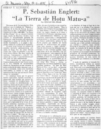 P. Sebastián Englert, "La tierra de Hotu Matu-a" P. Sebastián Englert, "La tierra de Hotu Matu-a"