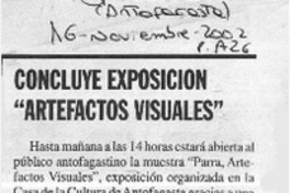 Concluye exposición "Artefactos visuales". Concluye exposición "Artefactos visuales".