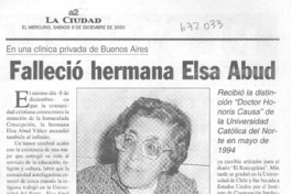 Falleció hermana Elsa Abud Falleció hermana Elsa Abud