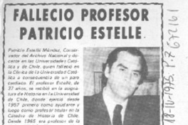 Falleció profesor Patricio Estellé. Falleció profesor Patricio Estellé.