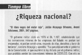¿Riqueza nacional? ¿Riqueza nacional?