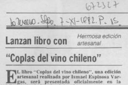 Lanzan libro con "Coplas del vino chileno" Lanzan libro con "Coplas del vino chileno"