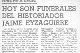 Hoy son funerales del historiador Jaime Eyzaguirre. Hoy son funerales del historiador Jaime Eyzaguirre.