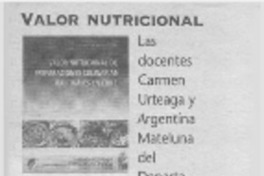 Valor nutricional. Valor nutricional.