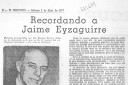 Recordando a Jaime Eyzaguirre. Recordando a Jaime Eyzaguirre.