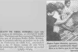 Lanzamiento de obra Aymara. Lanzamiento de obra Aymara.