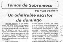 Un admirable escritor de domingo Un admirable escritor de domingo
